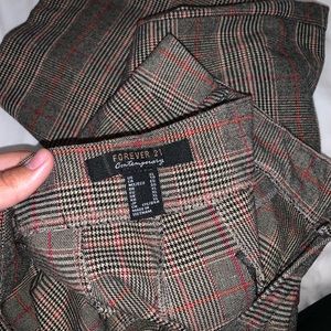 wide-leg plaid trousers